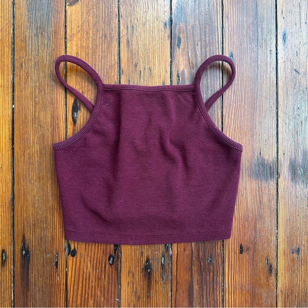 Forever 21 cropped hotter style, thick, ribbed tank top in a burgundy color
